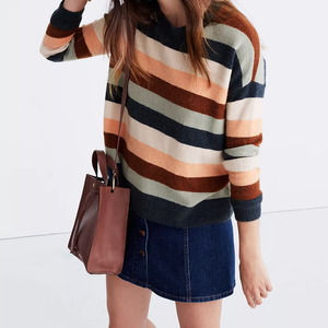Madewell Wool Alpaca Blend Striped Pullover Sweater Boxy Relaxed Fit Soft XS